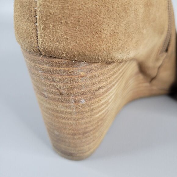 Lucky Brand Jaevin Suede Leather Side Zip Lace Peep Toe Wedge Heel Bootie 8.5 - Picture 11 of 12